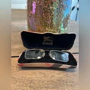Burberry Eyeglasses Frames Half Rim Silver B 1170 1003 53017  With Case Italy